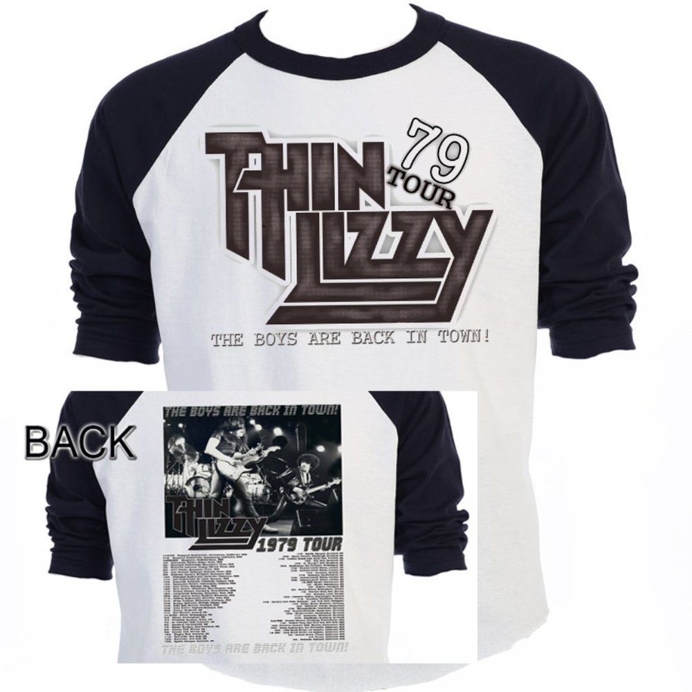 THIN LIZZY, 79 TOUR SHIRT, MENS BLACK SLEEVE JERSEY/TEE T-346
